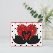 Romantische Zwaan Hart Valentijnsdag Feestdagenkaart (Staand voorkant)