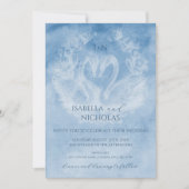 Romantische Zwaan Huwelijksuitnodiging met Monogra Kaart (Voorkant)