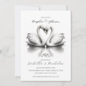 Romantische Zwaan Koppels Douche Uitnodiging (Voorkant)