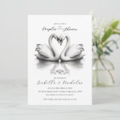 Romantische Zwaan Koppels Douche Uitnodiging (Staand voorkant)