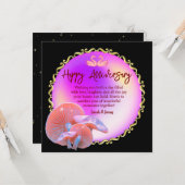 Romantische Zwaan Pastel Happy Jubileum Gold Accen Kaart (Voorkant / Achterkant in situ)