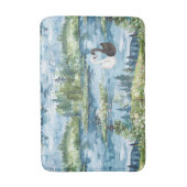 Romantische zwanen blauwe meer badmat (Voorkant Verticaal)