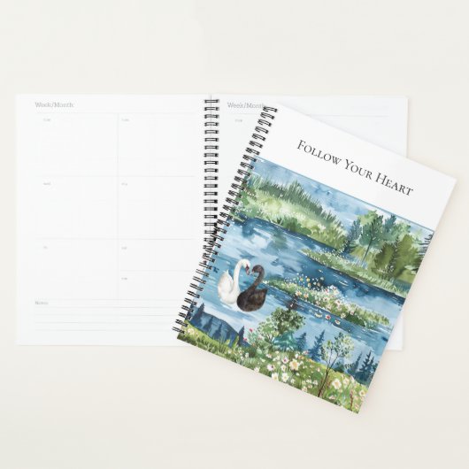 Romantische zwanen blauwe meer planner (Display)