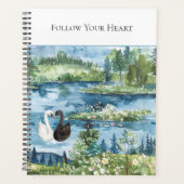 Romantische zwanen blauwe meer planner (Voorkant)