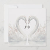 Romantische zwanen bruiloft dank je kaart (Achterkant)