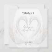 Romantische zwanen bruiloft dank je kaart (Voorkant)