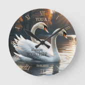 Romantische zwanen bruiloft ronde klok (Voorkant)