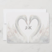 Romantische zwanen bruiloft uitnodiging (Achterkant)