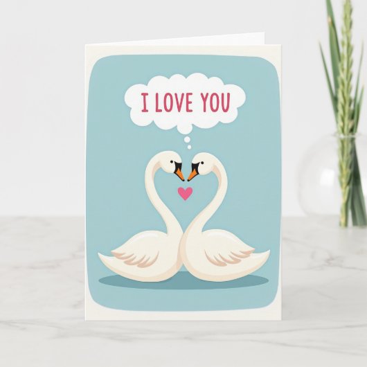 Romantische zwanen hart liefde matte kaart (Voorkant)
