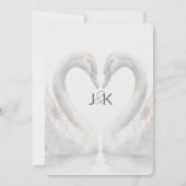 Romantische Zwanen Huwelijksaankondigingskaart Save The Date (Achterkant)