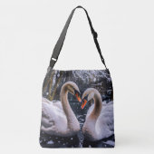 Romantische zwanen in een winterwonderland crossbody tas (Achterkant)