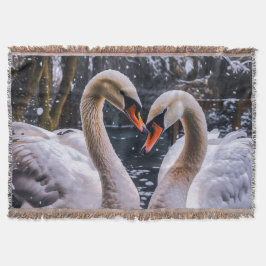 Romantische zwanen in een winterwonderland deken