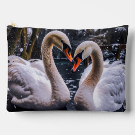 Romantische zwanen in een winterwonderland etui