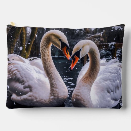 Romantische zwanen in een winterwonderland etui (Voorkant)