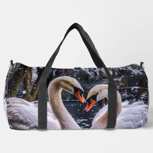 Romantische zwanen in een winterwonderland plunjezak (Voorkant)