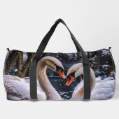 Romantische zwanen in een winterwonderland plunjezak (Achterkant)