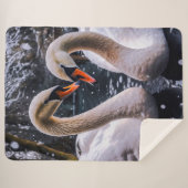 Romantische zwanen in een winterwonderland sherpa deken (Voorkant (horizontaal))