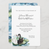 Romantische zwanen meer water lelies bruiloft kaart (Voorkant / Achterkant)