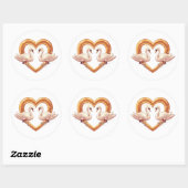 Romantische zwanen met hartvorm ronde sticker (Vel)