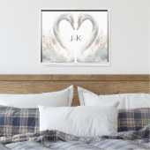 Romantische zwanen Monogram Canvas Afdruk (Insitu (Slaapkamer))