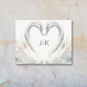 Romantische zwanen Monogram Canvas Afdruk