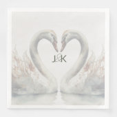 Romantische Zwanen Trouwpaar Monogram Servet (Voorkant)