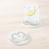 Romantische Zwanen Trouwpaar Monogram Zandsteen Onderzetter (Zijkant)