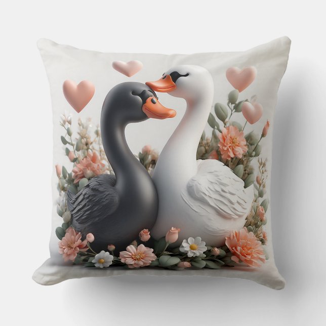 Romantische zwanen versierd met bloemen kussen (Voorkant)