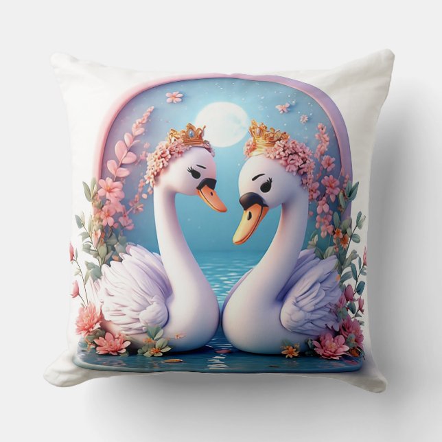 Romantische zwanen versierd met bloemen kussen (Voorkant)