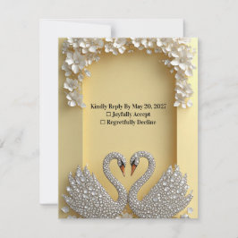 🌺Romantische Zwanenframe Kristal Accent 💐 RSVP Kaartje