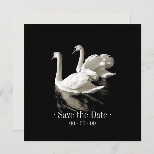 Romantische Zwans - sparen de datumaankondiging Save The Date (Voorkant / Achterkant)