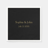 Romantische zwart en gouden bruiloft papier servet (Voorkant)