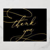 Romantische Zwart en Gouden Folie Dank u Kaart (Voorkant)