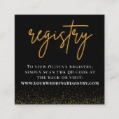 Romantische Zwart en Gouden Huwelijk QR Code Regis Informatiekaartje (Voorkant)