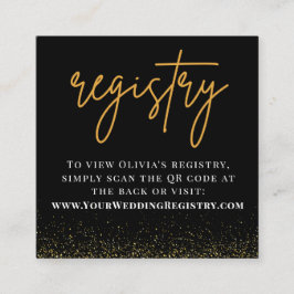 Romantische Zwart en Gouden Huwelijk QR Code Regis Informatiekaartje