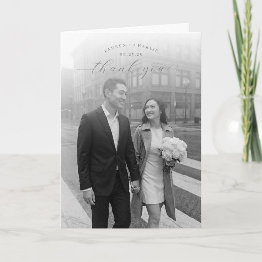 Romantische zwart-wit foto bedankkaart (Voorkant)