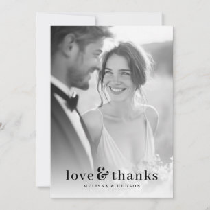 Romantische zwart-wit foto bedankkaart