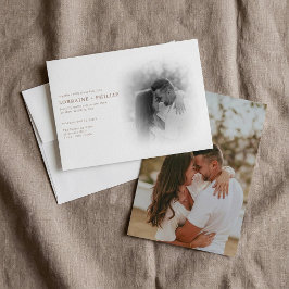 Romantische zwart-wit foto gradient bruiloft kaart