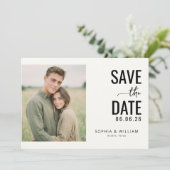 Romantische zwart-wit foto save the date (Staand voorkant)