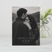 Romantische zwart-wit foto save the date (Staand voorkant)