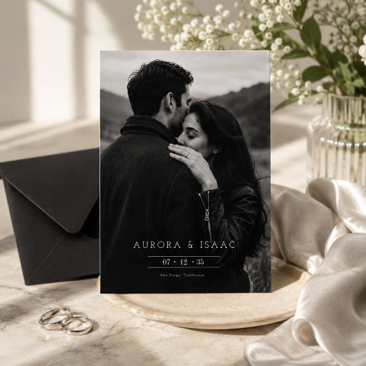 Romantische zwart-wit foto save the date