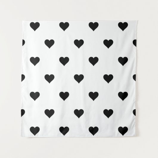 Romantische zwart-wit hart chique muur decor wandkleed (Voorkant)