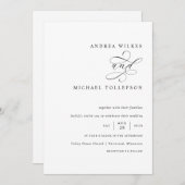 Romantische zwart-wit kalligrafie bruiloft kaart (Voorkant / Achterkant)