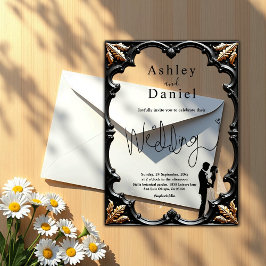 Romantische zwart-wit klassieke formele bruiloft acryl uitnodigingen