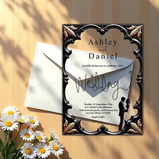 Romantische zwart-wit klassieke formele bruiloft acryl uitnodigingen