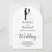 Romantische zwart-wit klassieke formele bruiloft kaart (Voorkant)