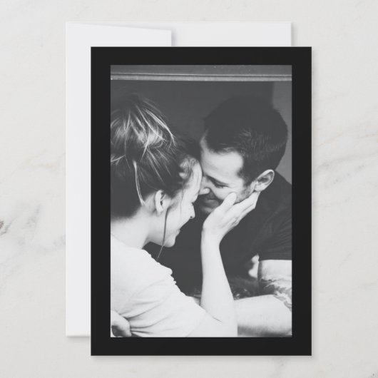 Romantische zwart-wit monogram bruiloft kaart (Achterkant)