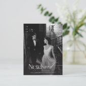 Romantische zwart-witte Pas getrouwd Foto Kerst Briefkaart (Staand voorkant)