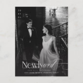 Romantische zwart-witte Pas getrouwd Foto Kerst Briefkaart (Voorkant)