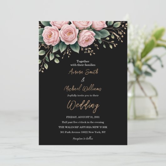 Romantische Zwarte Bloemen Donkere Herfst Bloemen  Kaart (Staand voorkant)